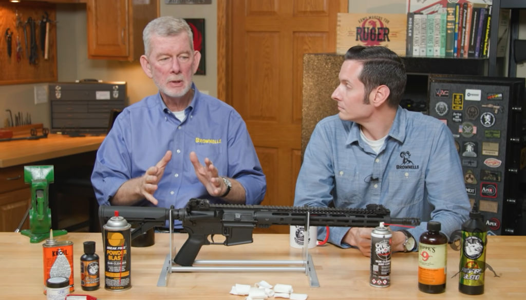 Brownells representatives explain how to clean a gun
