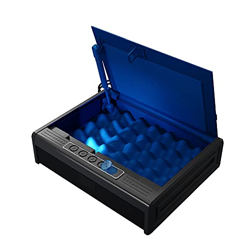 KAER Biometric Gun Safes for Pistols,Quick-Access 2 Pistol Safe, Handgun Safe with Fingerprint Digital Keypad and Lock,Firearm Safe for Home,Car, beside Nightstand with Silent Mode Undervoltage Alarm