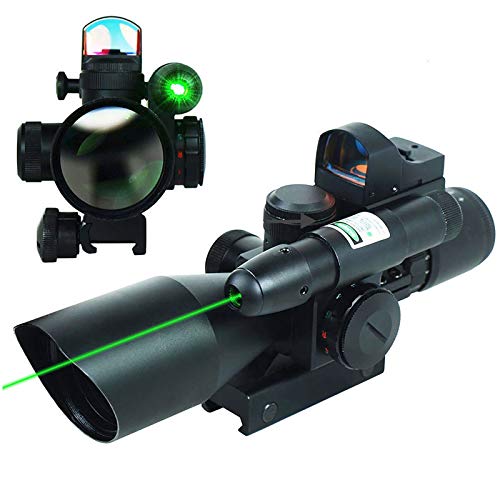 UUQ 2.5-10×40 Tactical Rifle Scope and 4 Reticle Red/Green Dot Reflex Sight